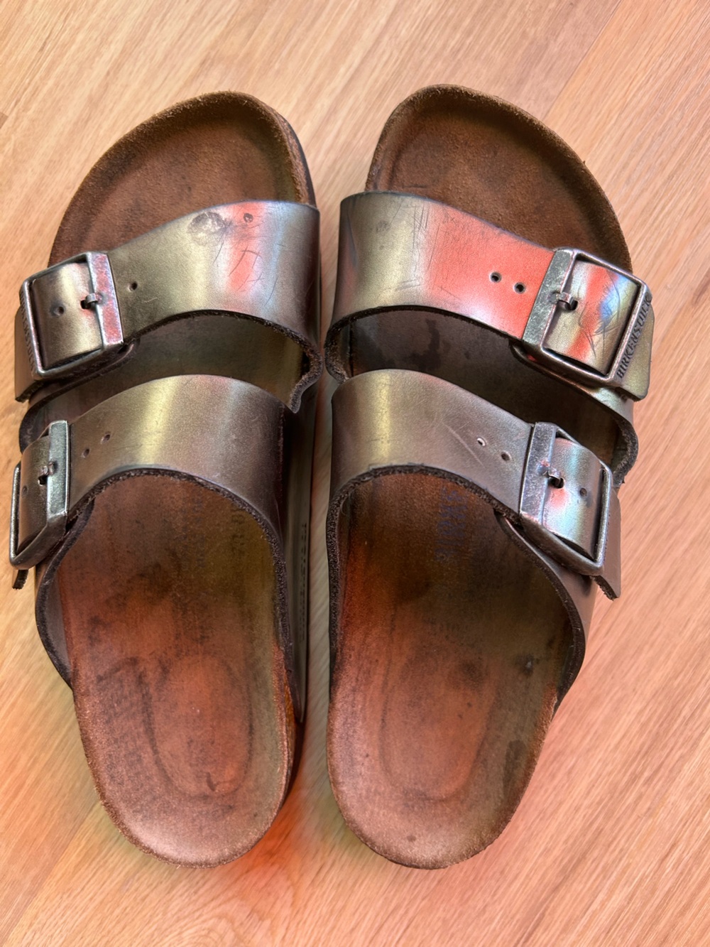 Birkenstock Arizona Iridescent Multi-Color Two-Strap Sandals
